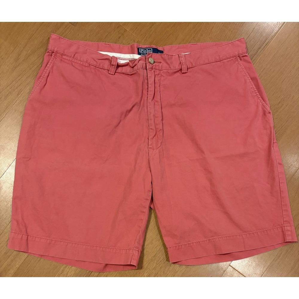 Polo Ralph Lauren Classic Fit Shorts Mens 40 Pink Salmon Chino Preppy Khaki